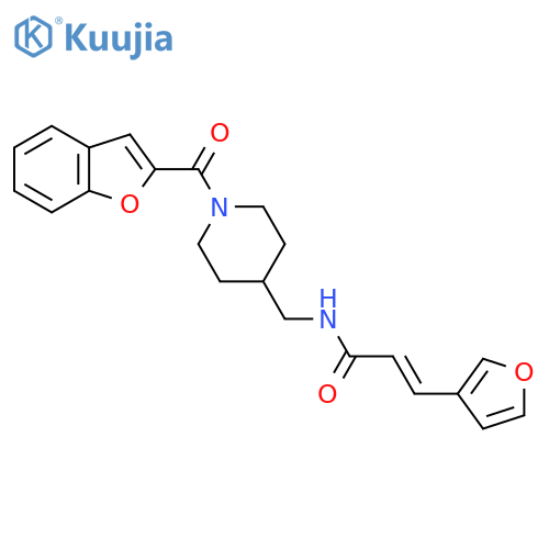 (2E)-N-{1-(1-benzofuran-2-carbonyl)piperidin-4-ylmethyl}-3-(furan-3-yl)prop-2-enamide structure