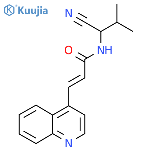 N-(1-cyano-2-methylpropyl)-3-(quinolin-4-yl)prop-2-enamide structure