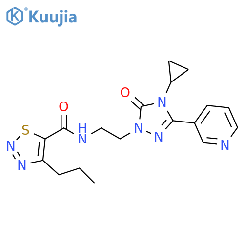 N-{2-[4-cyclopropyl-5-oxo-3-(pyridin-3-yl)-4,5-dihydro-1H-1,2,4-triazol-1-yl]ethyl}-4-propyl-1,2,3-thiadiazole-5-carboxamide structure