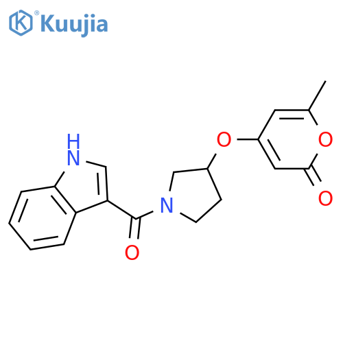 4-[1-(1H-indole-3-carbonyl)pyrrolidin-3-yl]oxy-6-methylpyran-2-one structure