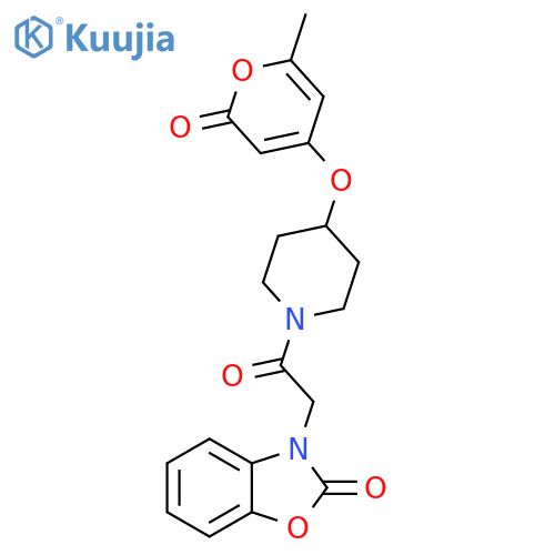 3-[2-[4-[(6-Methyl-2-oxo-2H-pyran-4-yl)oxy]-1-piperidinyl]-2-oxoethyl]-2(3H)-benzoxazolone structure