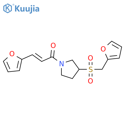 (2E)-3-(furan-2-yl)-1-{3-[(furan-2-yl)methanesulfonyl]pyrrolidin-1-yl}prop-2-en-1-one structure
