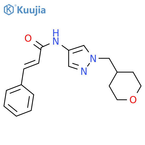 (E)-N-[1-(oxan-4-ylmethyl)pyrazol-4-yl]-3-phenylprop-2-enamide structure