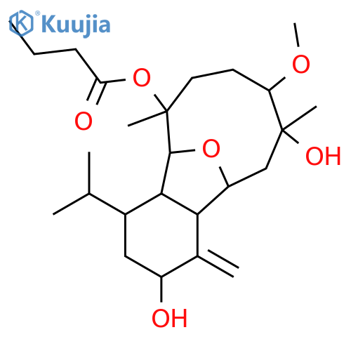 6,13-Epoxy-4(18)-eunicellene-3,8,9,12-tetrol; (3α,6α,8α,9β,12β,13α)-form, 9-Me ether, 12-butanoyl structure