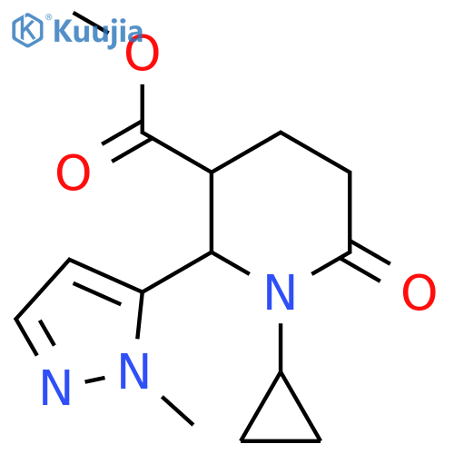 Methyl 1-Cyclopropyl-2-(1-methyl-1H-pyrazol-5-yl)-6-oxopiperidine-3-carboxylate structure