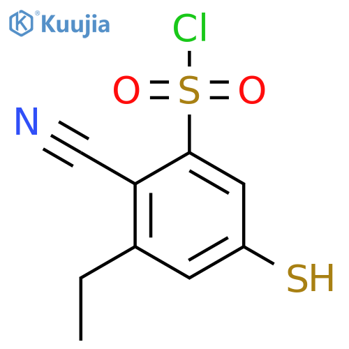 2-Cyano-3-ethyl-5-mercaptobenzenesulfonyl chloride structure