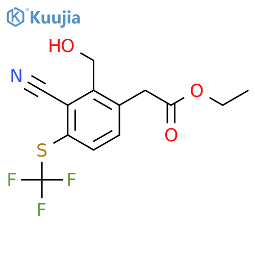 Ethyl 3-cyano-2-hydroxymethyl-4-(trifluoromethylthio)phenylacetate structure