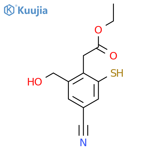 Ethyl 4-cyano-2-hydroxymethyl-6-mercaptophenylacetate structure