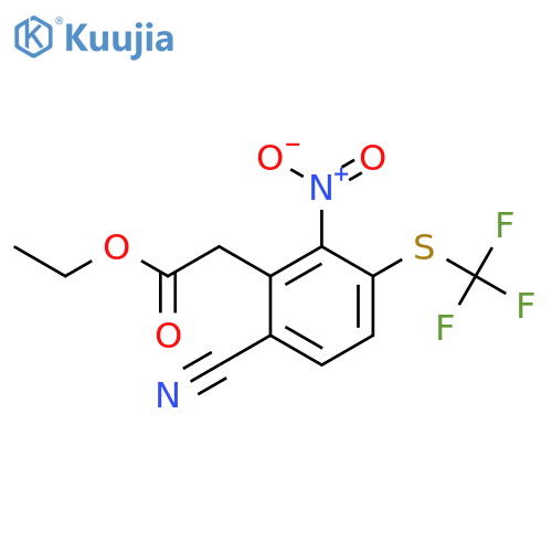 Ethyl 6-cyano-2-nitro-3-(trifluoromethylthio)phenylacetate structure
