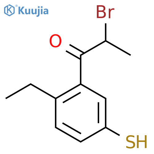 2-Bromo-1-(2-ethyl-5-mercaptophenyl)propan-1-one structure