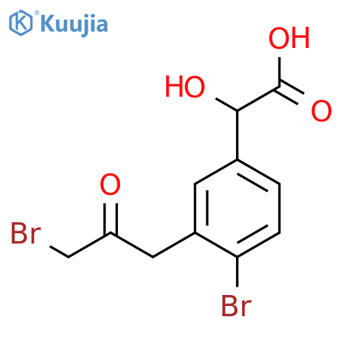 4-Bromo-3-(3-bromo-2-oxopropyl)mandelic acid structure