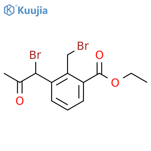 Ethyl 3-(1-bromo-2-oxopropyl)-2-(bromomethyl)benzoate structure