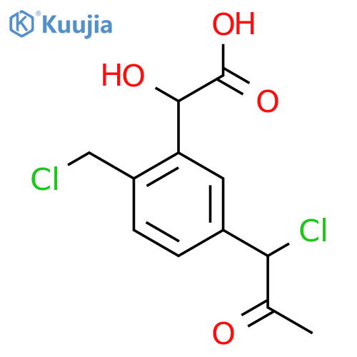 5-(1-Chloro-2-oxopropyl)-2-(chloromethyl)mandelic acid structure