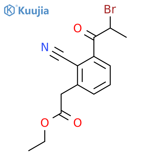 Ethyl 3-(2-bromopropanoyl)-2-cyanophenylacetate structure