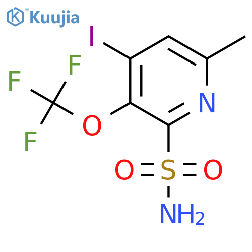 4-Iodo-6-methyl-3-(trifluoromethoxy)pyridine-2-sulfonamide structure