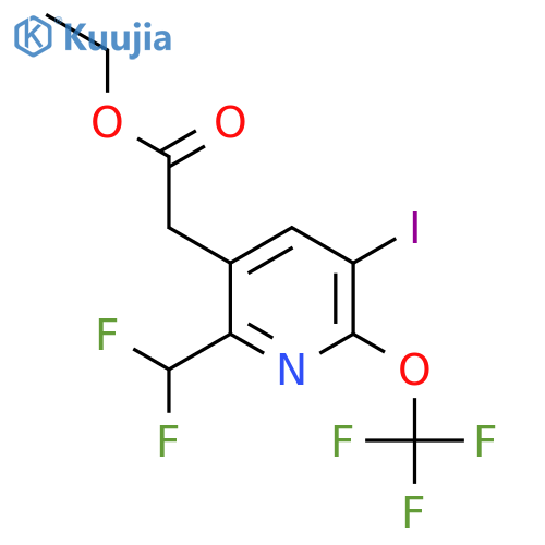 Ethyl 2-(difluoromethyl)-5-iodo-6-(trifluoromethoxy)pyridine-3-acetate structure