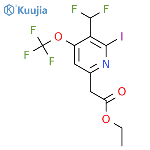 Ethyl 3-(difluoromethyl)-2-iodo-4-(trifluoromethoxy)pyridine-6-acetate structure