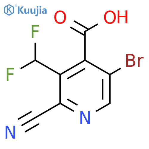 5-Bromo-2-cyano-3-(difluoromethyl)pyridine-4-carboxylic acid structure