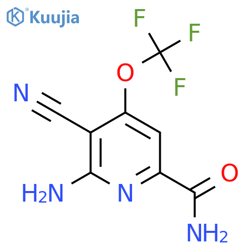 2-Amino-3-cyano-4-(trifluoromethoxy)pyridine-6-carboxamide structure