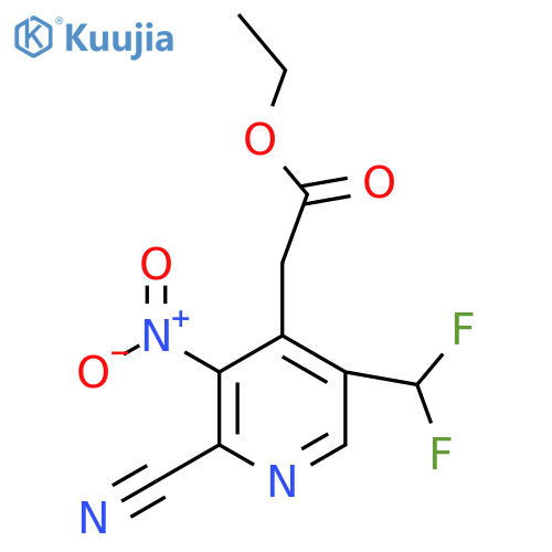 Ethyl 2-cyano-5-(difluoromethyl)-3-nitropyridine-4-acetate structure