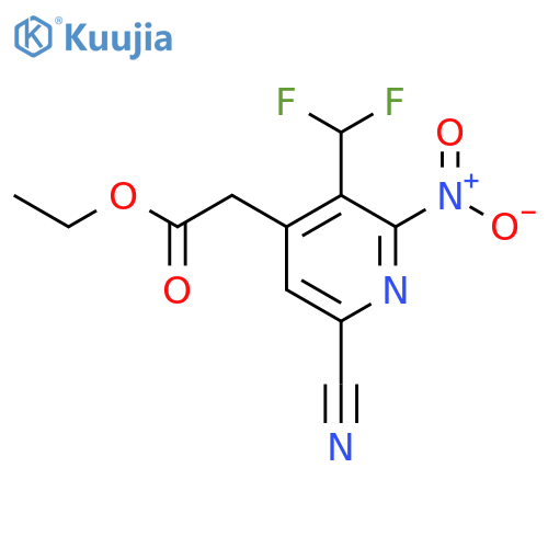 Ethyl 6-cyano-3-(difluoromethyl)-2-nitropyridine-4-acetate structure