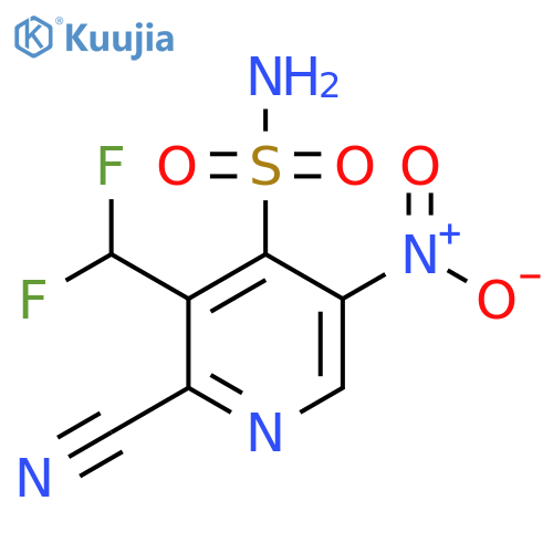 2-Cyano-3-(difluoromethyl)-5-nitropyridine-4-sulfonamide structure