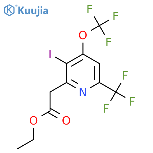 Ethyl 3-iodo-4-(trifluoromethoxy)-6-(trifluoromethyl)pyridine-2-acetate structure