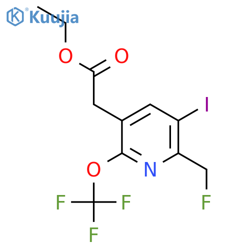 Ethyl 2-(fluoromethyl)-3-iodo-6-(trifluoromethoxy)pyridine-5-acetate structure