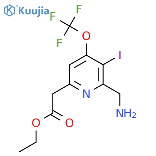 Ethyl 2-(aminomethyl)-3-iodo-4-(trifluoromethoxy)pyridine-6-acetate structure