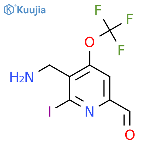 3-(Aminomethyl)-2-iodo-4-(trifluoromethoxy)pyridine-6-carboxaldehyde structure