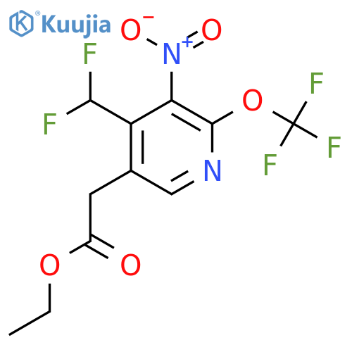 Ethyl 4-(difluoromethyl)-3-nitro-2-(trifluoromethoxy)pyridine-5-acetate structure