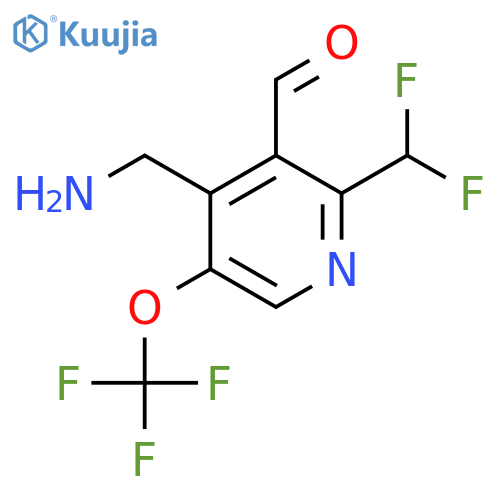 4-(Aminomethyl)-2-(difluoromethyl)-5-(trifluoromethoxy)pyridine-3-carboxaldehyde structure