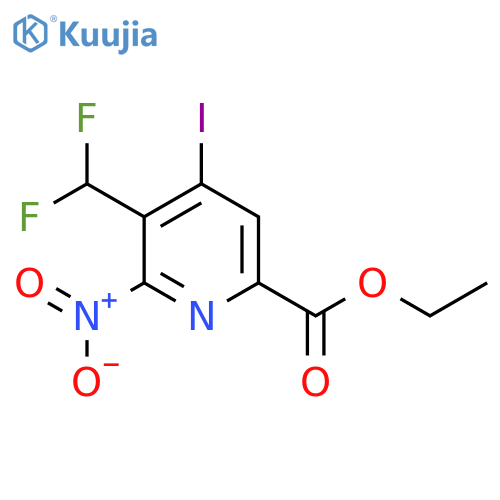 Ethyl 3-(difluoromethyl)-4-iodo-2-nitropyridine-6-carboxylate structure