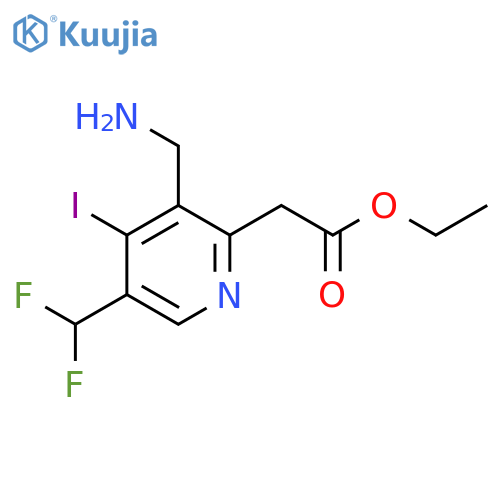 Ethyl 3-(aminomethyl)-5-(difluoromethyl)-4-iodopyridine-2-acetate structure