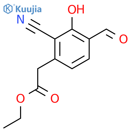 Ethyl 2-cyano-4-formyl-3-hydroxyphenylacetate structure