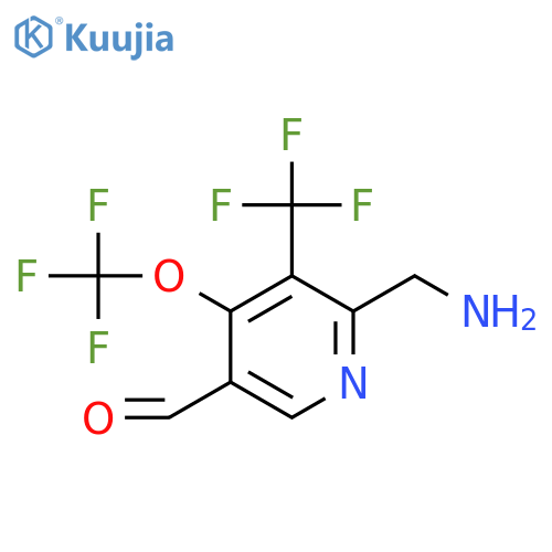 2-(Aminomethyl)-4-(trifluoromethoxy)-3-(trifluoromethyl)pyridine-5-carboxaldehyde structure