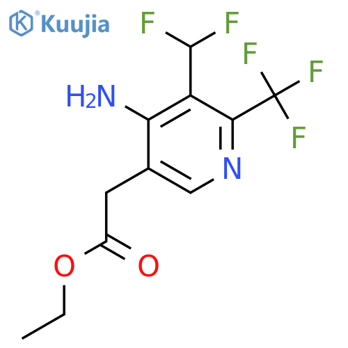 Ethyl 4-amino-3-(difluoromethyl)-2-(trifluoromethyl)pyridine-5-acetate structure
