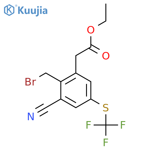 Ethyl 2-bromomethyl-3-cyano-5-(trifluoromethylthio)phenylacetate structure