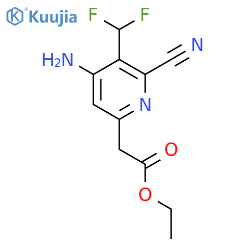Ethyl 4-amino-2-cyano-3-(difluoromethyl)pyridine-6-acetate structure