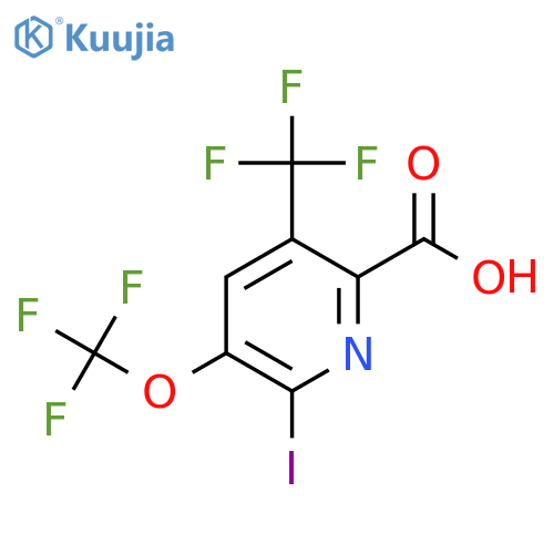 2-Iodo-3-(trifluoromethoxy)-5-(trifluoromethyl)pyridine-6-carboxylic acid structure