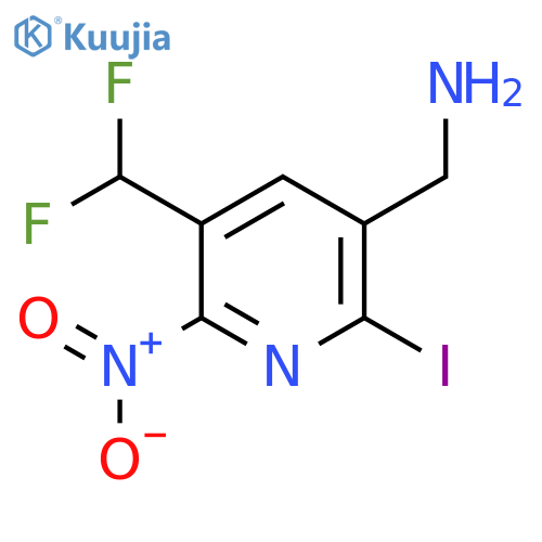 3-(Aminomethyl)-5-(difluoromethyl)-2-iodo-6-nitropyridine structure