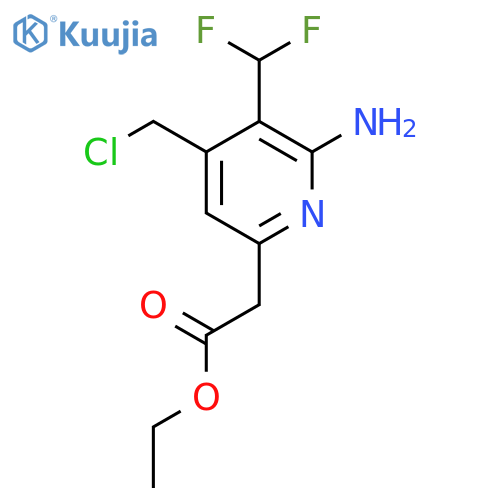 Ethyl 2-amino-4-(chloromethyl)-3-(difluoromethyl)pyridine-6-acetate structure