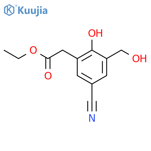 Ethyl 5-cyano-2-hydroxy-3-(hydroxymethyl)phenylacetate structure