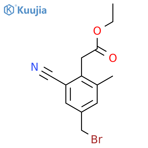 Ethyl 4-bromomethyl-2-cyano-6-methylphenylacetate structure