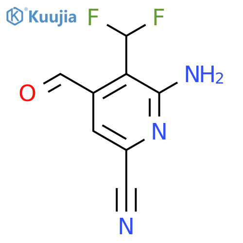 2-Amino-6-cyano-3-(difluoromethyl)pyridine-4-carboxaldehyde structure