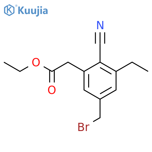 Ethyl 5-bromomethyl-2-cyano-3-ethylphenylacetate structure