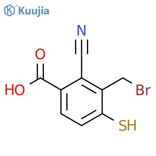 3-Bromomethyl-2-cyano-4-mercaptobenzoic acid structure