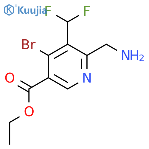 Ethyl 2-(aminomethyl)-4-bromo-3-(difluoromethyl)pyridine-5-carboxylate structure
