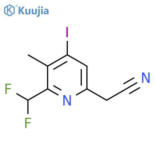 2-(Difluoromethyl)-4-iodo-3-methylpyridine-6-acetonitrile structure