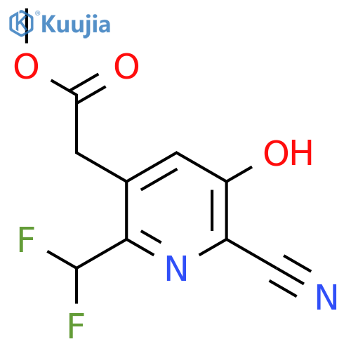 Methyl 2-cyano-6-(difluoromethyl)-3-hydroxypyridine-5-acetate structure